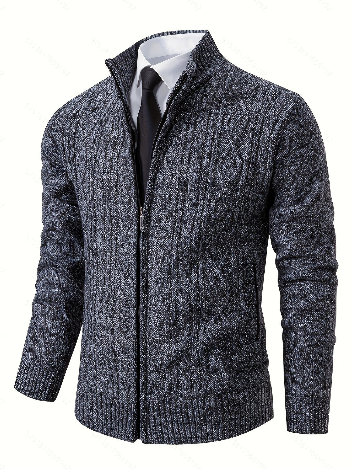 Walter | Full-Zip Cardigan – Textured Design for Men