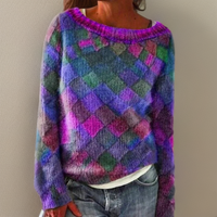 Claudia | Kuscheliger und stilvoller Damen Strickpullover mit Rautenmuster