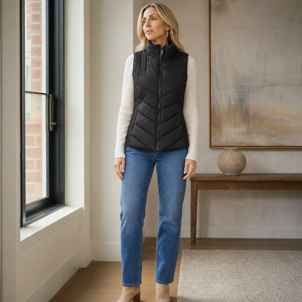 Layerly | Stand Collar Quilted Puffer Vest voor Dames