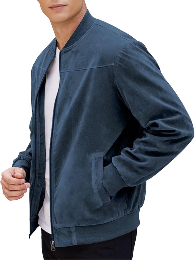 Gerippter Blouson mit Reißverschluss und Stehkragen
