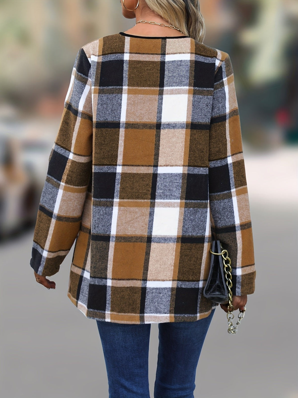 Regina | Draped Plaid Jacket – Effortless Everyday Style for Women