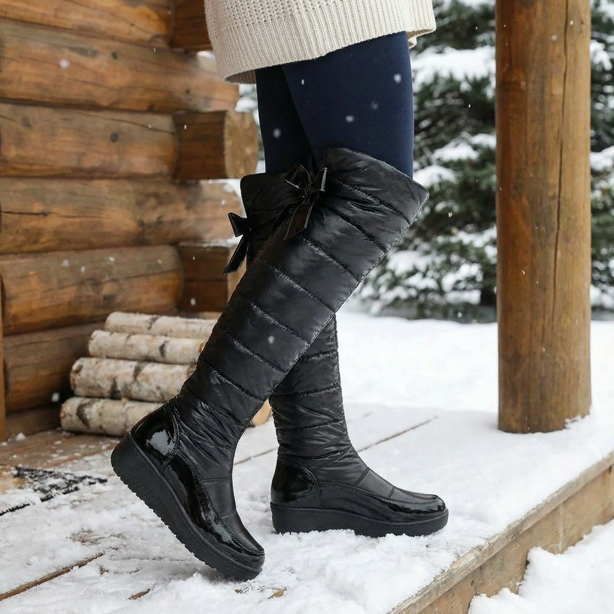 Velura | Fleecegefütterte Überknie Stiefel für Damen
