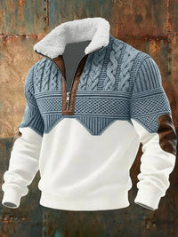 Julian | Moderner Herren Colorblock-Strickpullover mit Fleecekragen