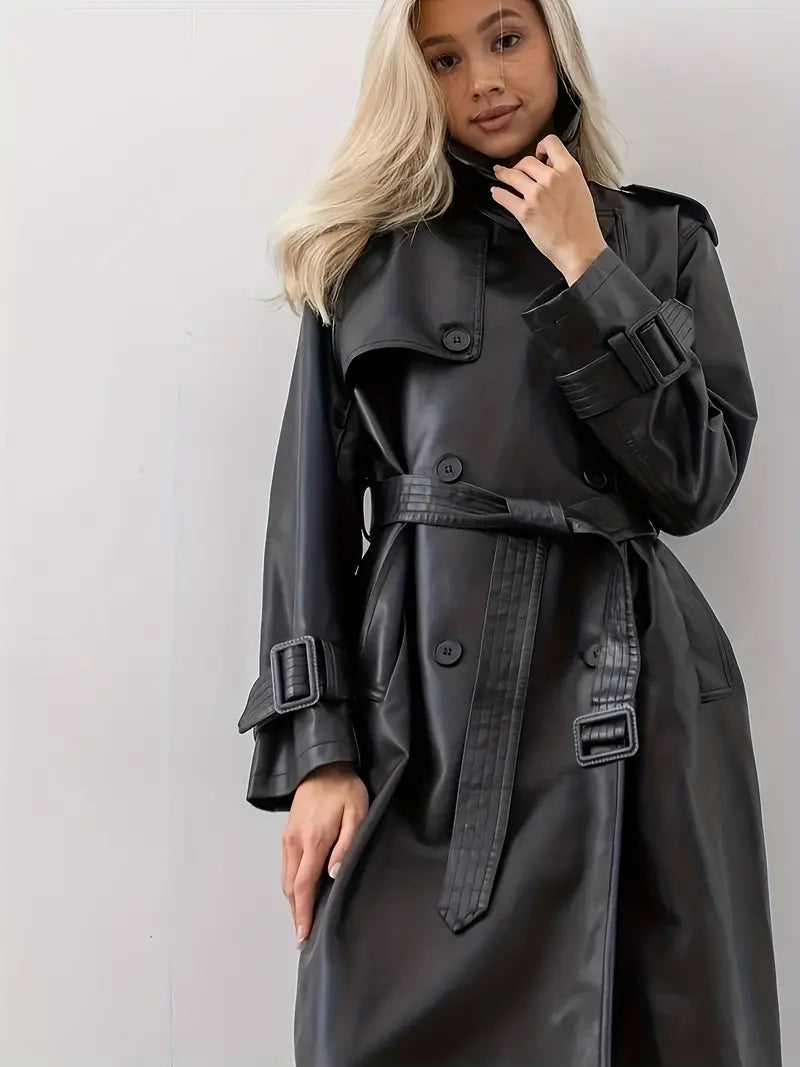 Emma | Schicker und luxuriöser Kunstleder Trenchcoat