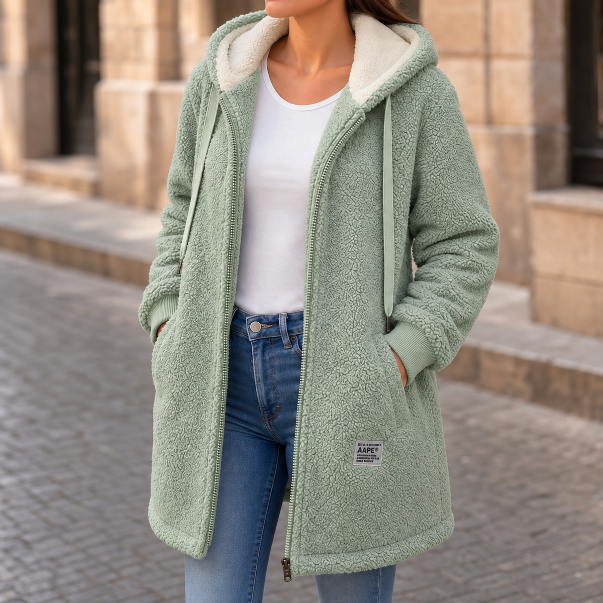 Veloura | Hooded Faux-Shearling Jacket – Bequeme warme Jacke für Damen