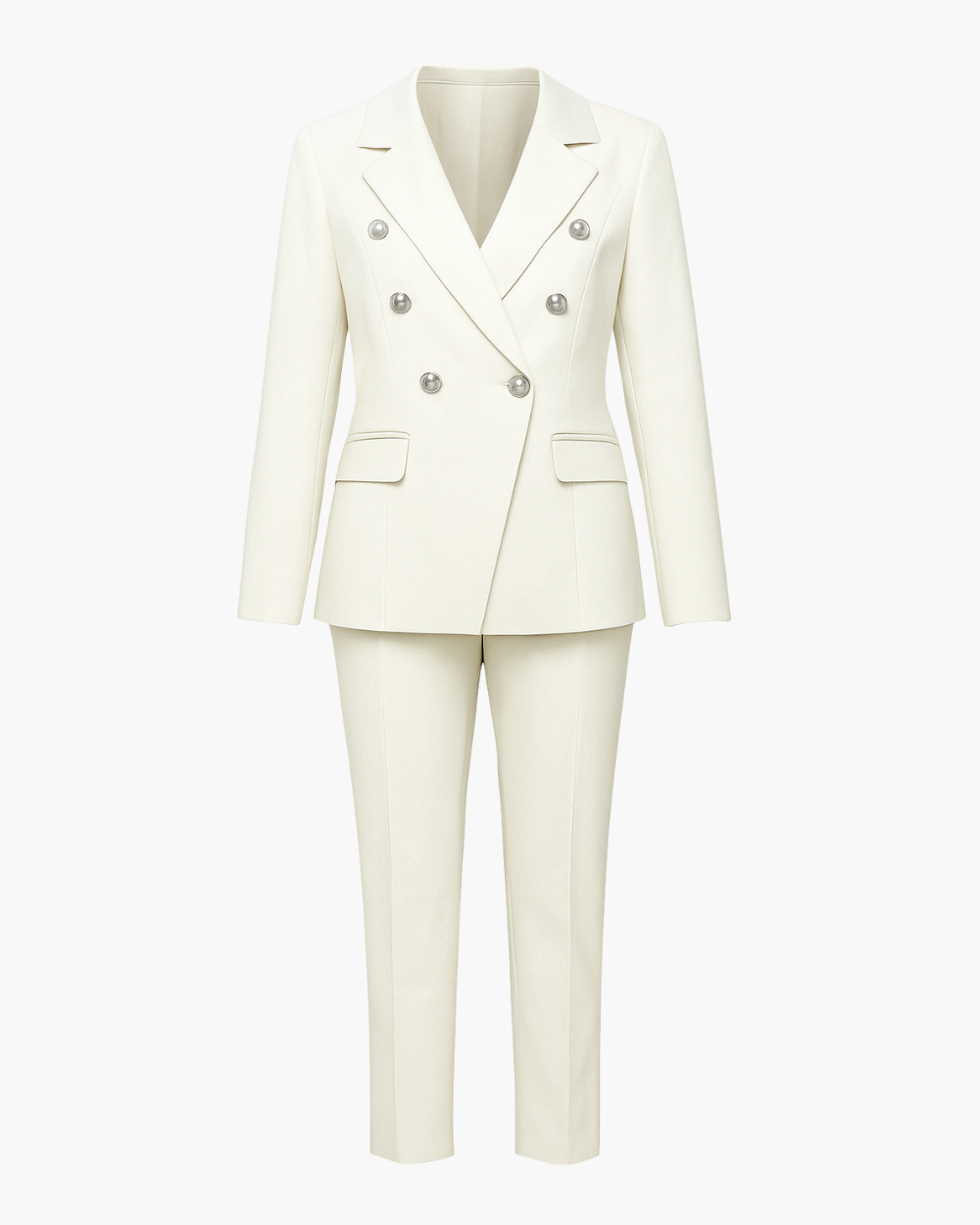 Doppelreihiger Hosenanzug mit Zierknöpfen