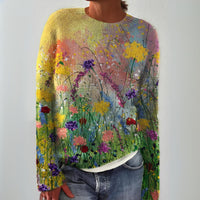 Mia | Weicher und stilvoller Damen Strickpullover mit Blumenmuster