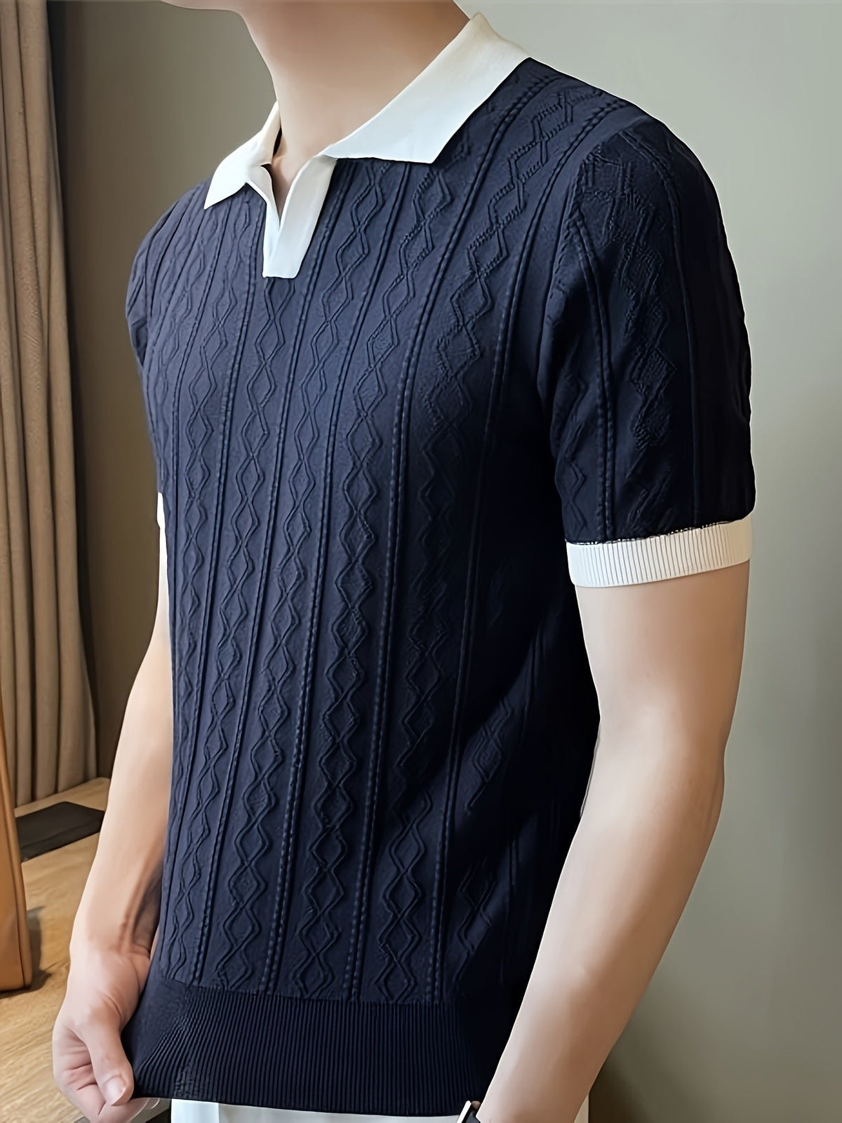 Barrett | Texturiertes Polo-Shirt mit Kontrastkragen