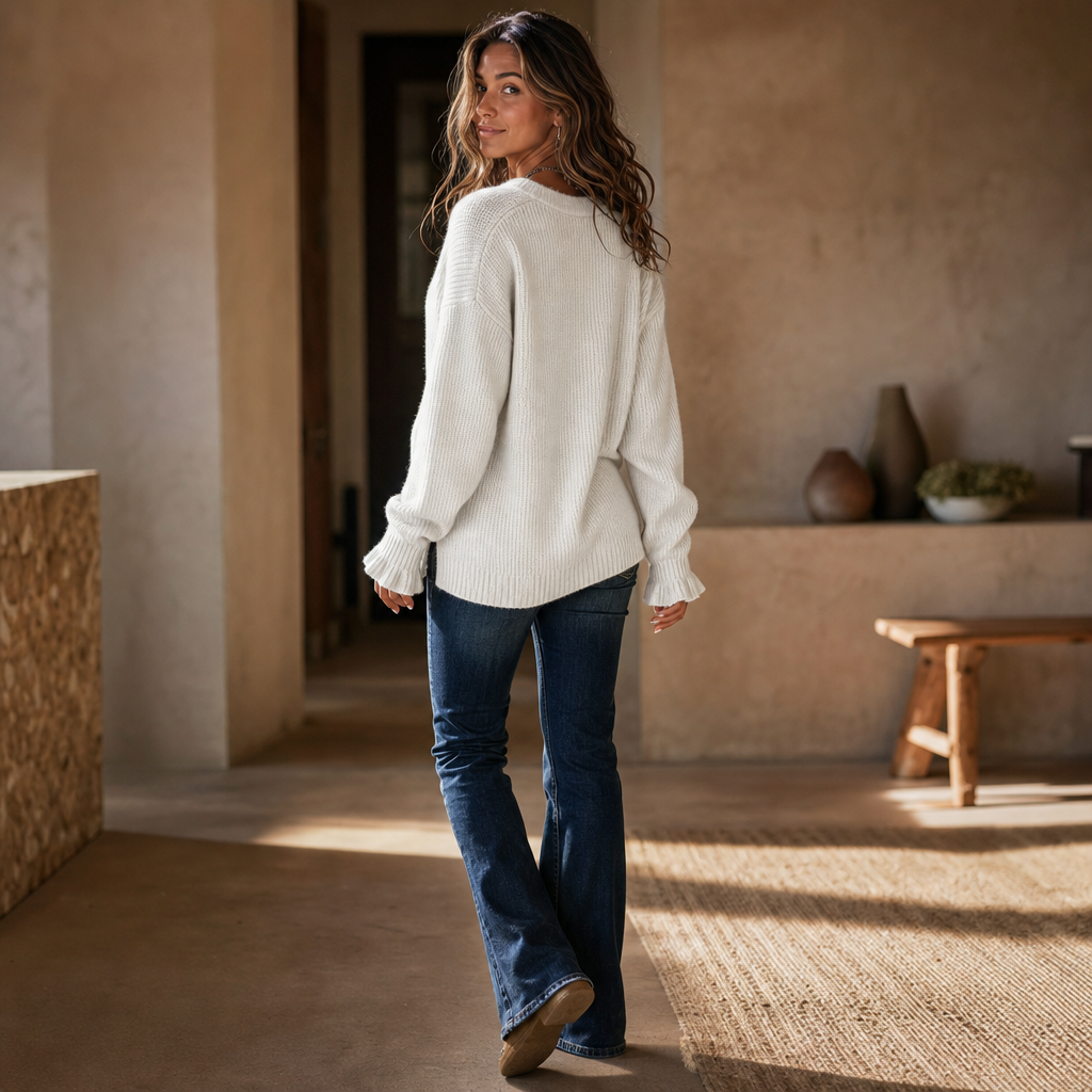 Vessa | V-hals Gebreide Trui met Relaxed Fit
