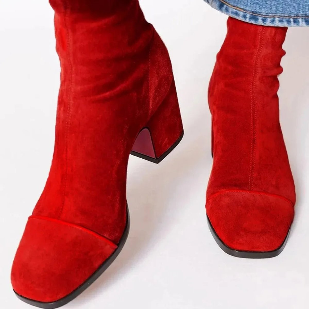 Emily | Gelbe Veloursleder Stiefeletten mit Leopardenmuster