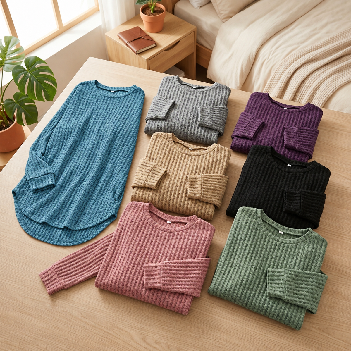 Wovelle | Waffle Knit Oversized Sweater – Casual Fit voor Vrouwen