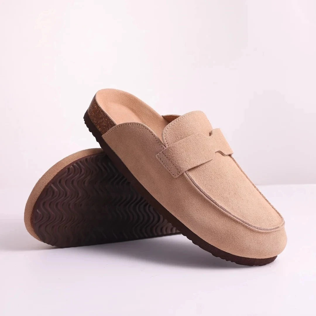 Mira | Elegante Wildleder Pantoletten mit Korksohle