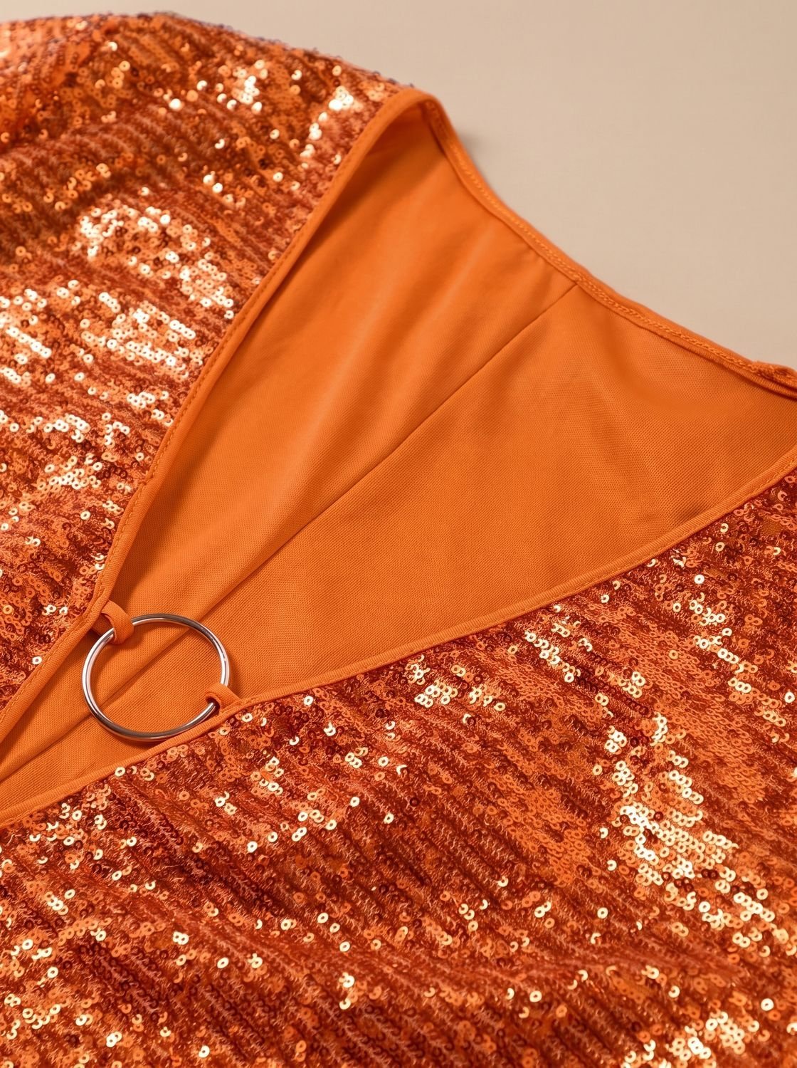Olivia | Mini Kleid – Glitzernde V-Ausschnitt Glockenärmel für Frauen