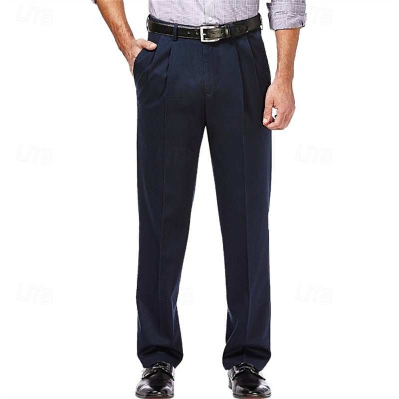 Preston | Pleated Straight-Leg Dress Trousers – Effortless Style for Men