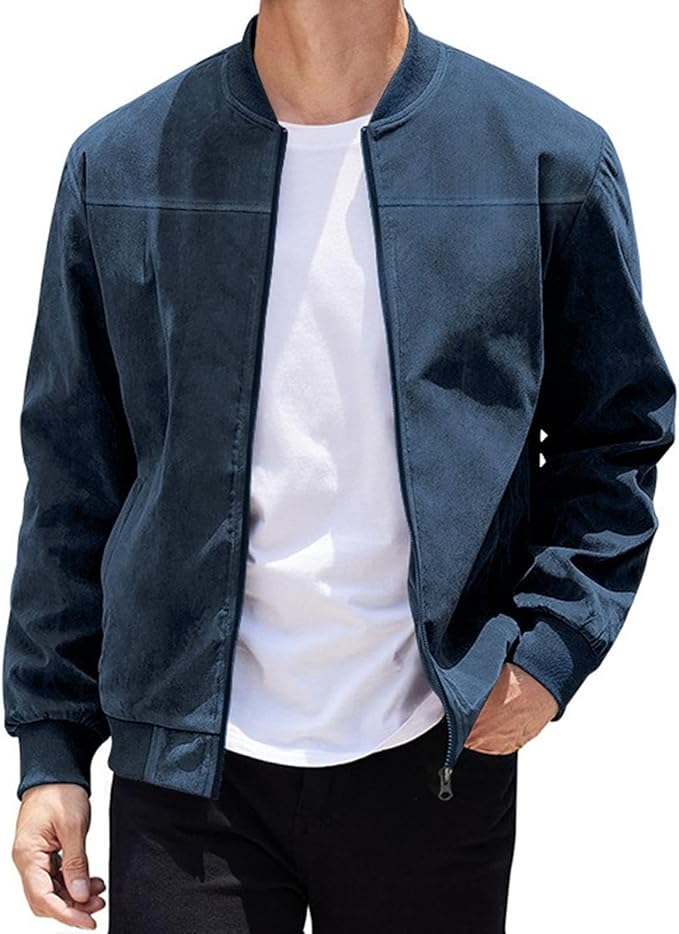 Gerippter Blouson mit Reißverschluss und Stehkragen