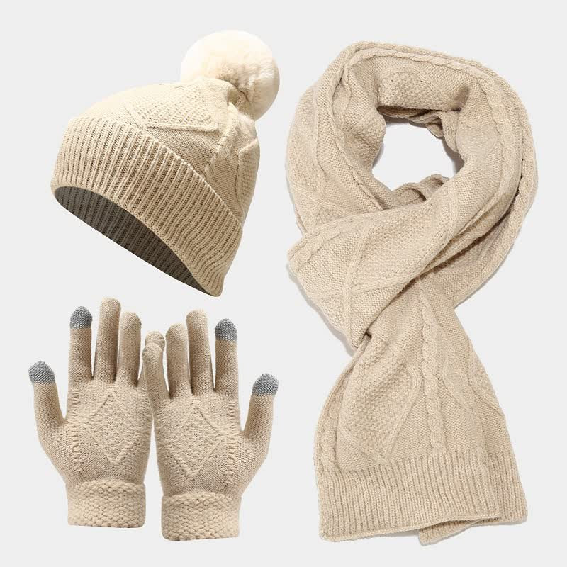 Drune | Knitted Accessory Set – Stylish Hat, Scarf, and Gloves