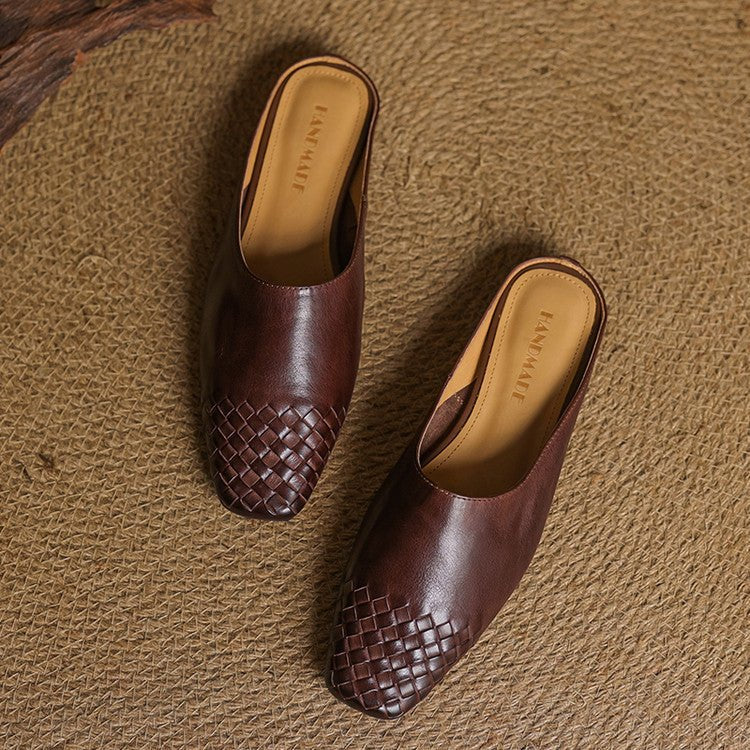 Sienna | Stilvolle und bequeme Slip-On-Pantoletten aus geflochtenem Leder