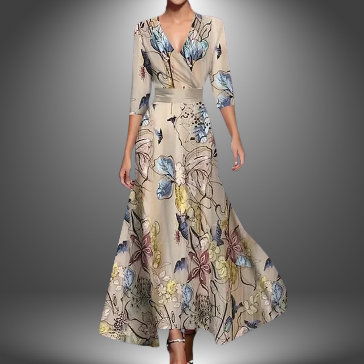 Julia | Elegantes und auffälliges Langarm Maxikleid