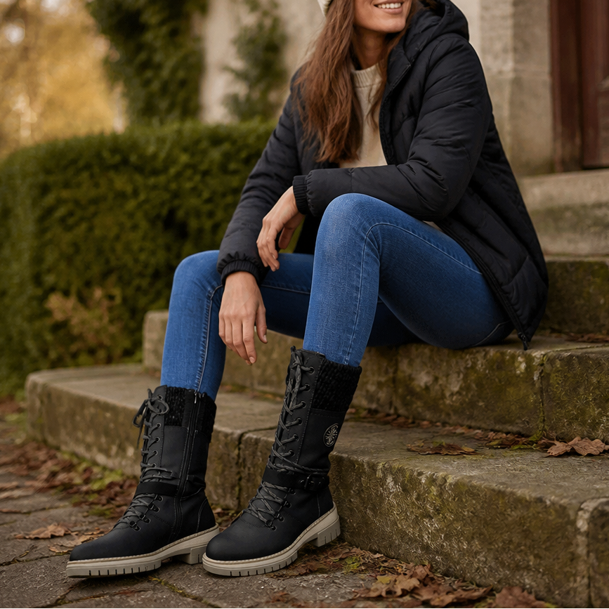 Cozette | Knit-Shaft Winter Boots – Warme und Stylische Chelsea-Stiefel für Damen