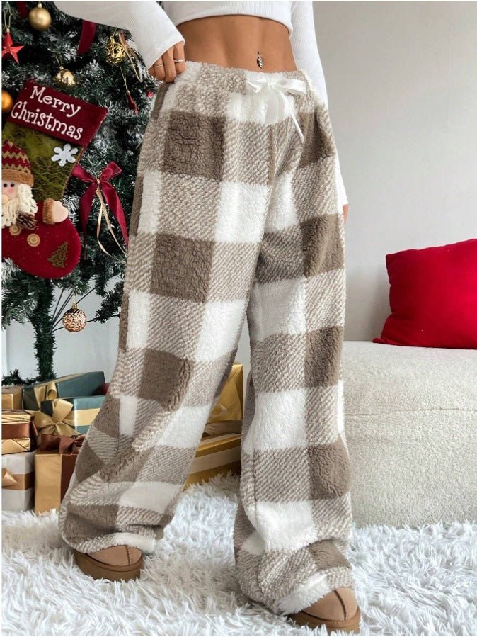 Drune | Fleece Pants – Cozy Checked Lounge Style for Women