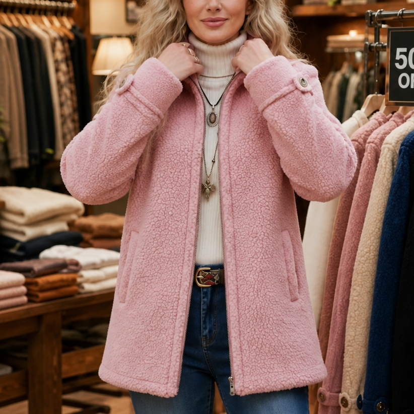 Velmora | Zip-Up Jacket – Plush Fleece-Look with High Collar