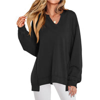 Kathrin | Oversized V-Neck Tunika Oberteile mit langen Ärmeln