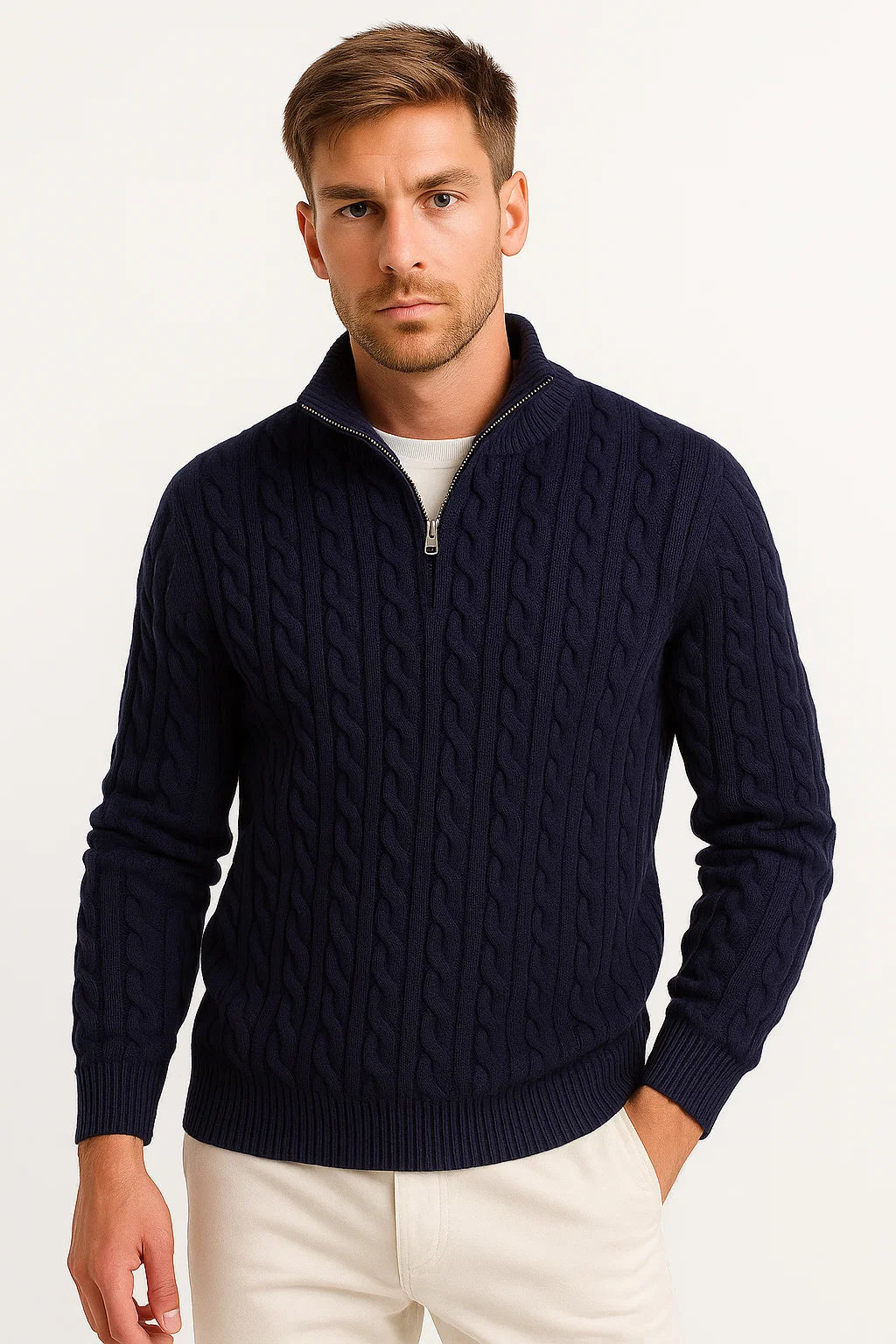 Felix | Klassischer und bequemer Herren Zopfmuster Strickpullover