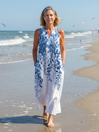 Amelie | Leichtes und bequemes Maxikleid mit botanischem Muster