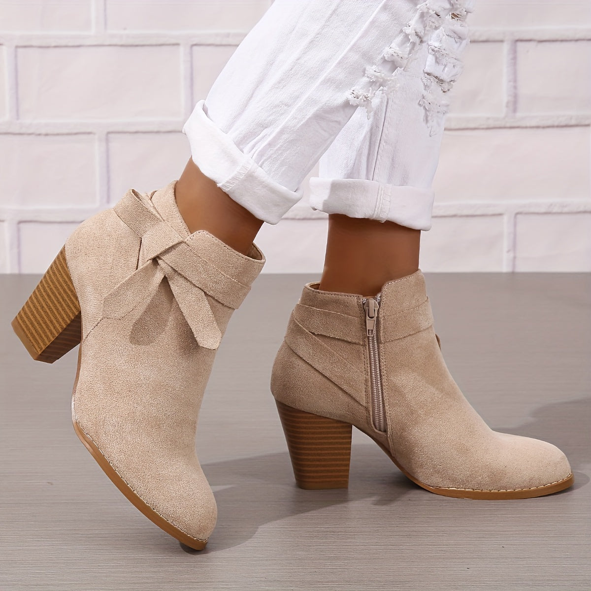 Valerie | Feminine Stiefeletten mit Blockabsatz und Schleifendetail
