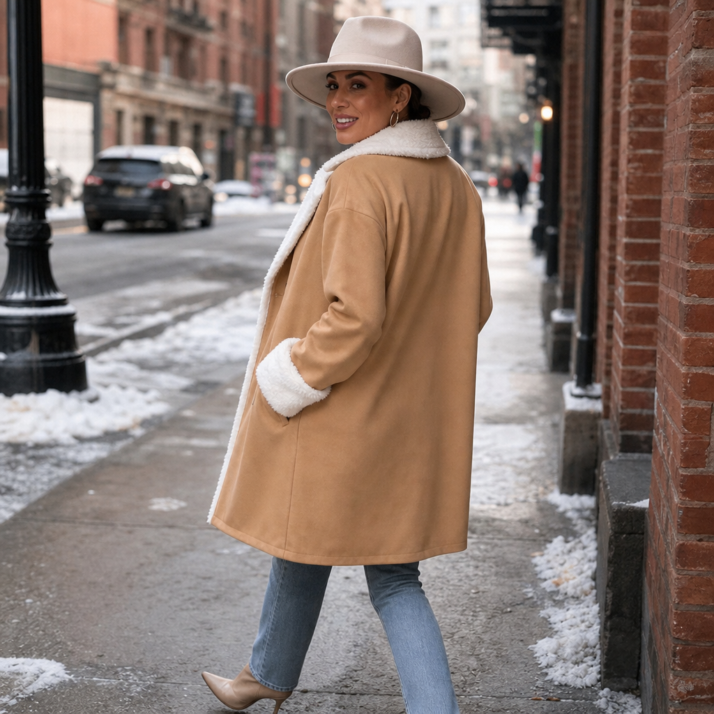 Mayfield | Woolen Coat mit Plüschbesatz für Damen