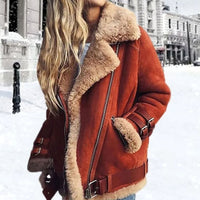 Valentina | Modische Und Kuschelige Wildleder Bikerjacke Für Den Winter