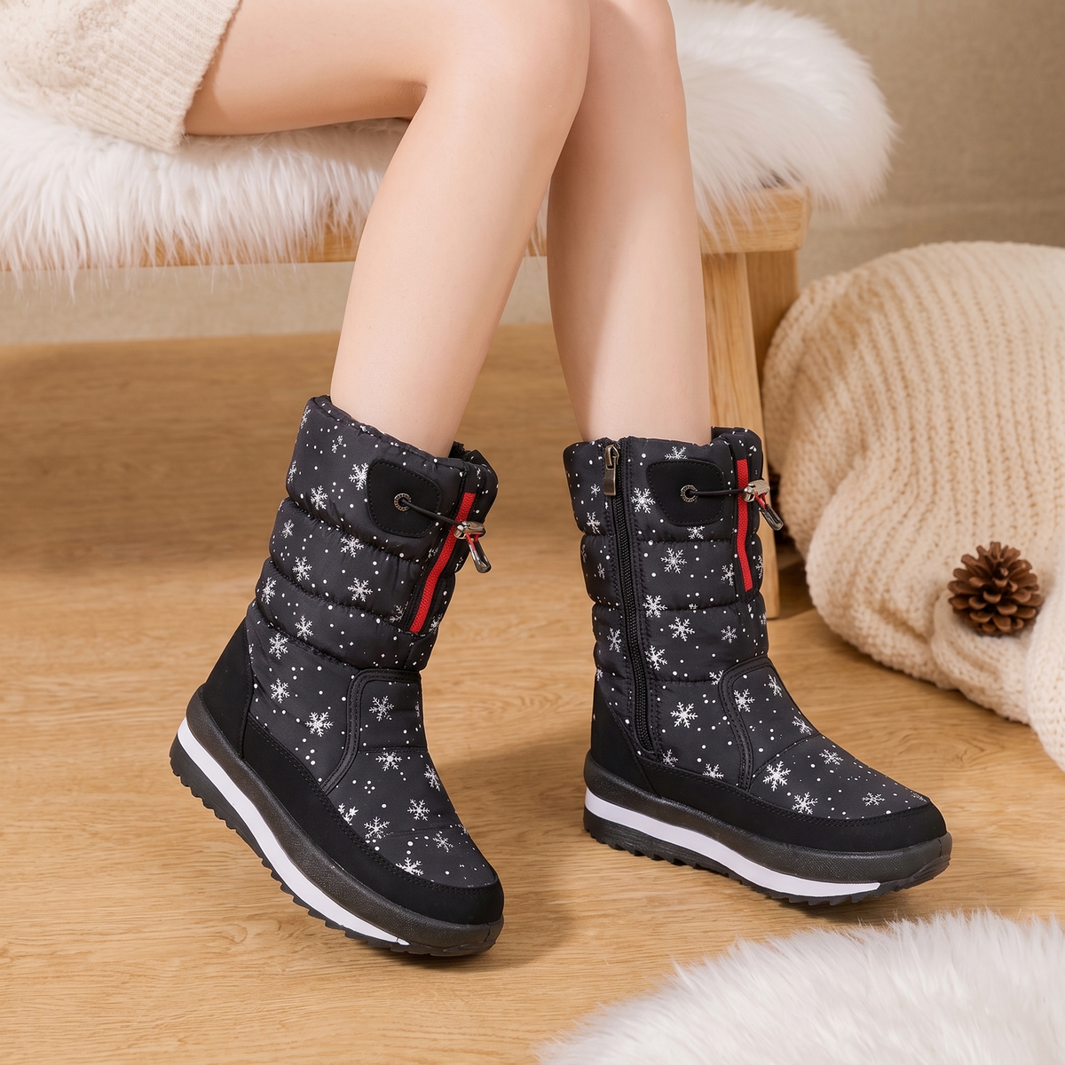 Frostelle | Winter Boots mit Schneekristall-Print