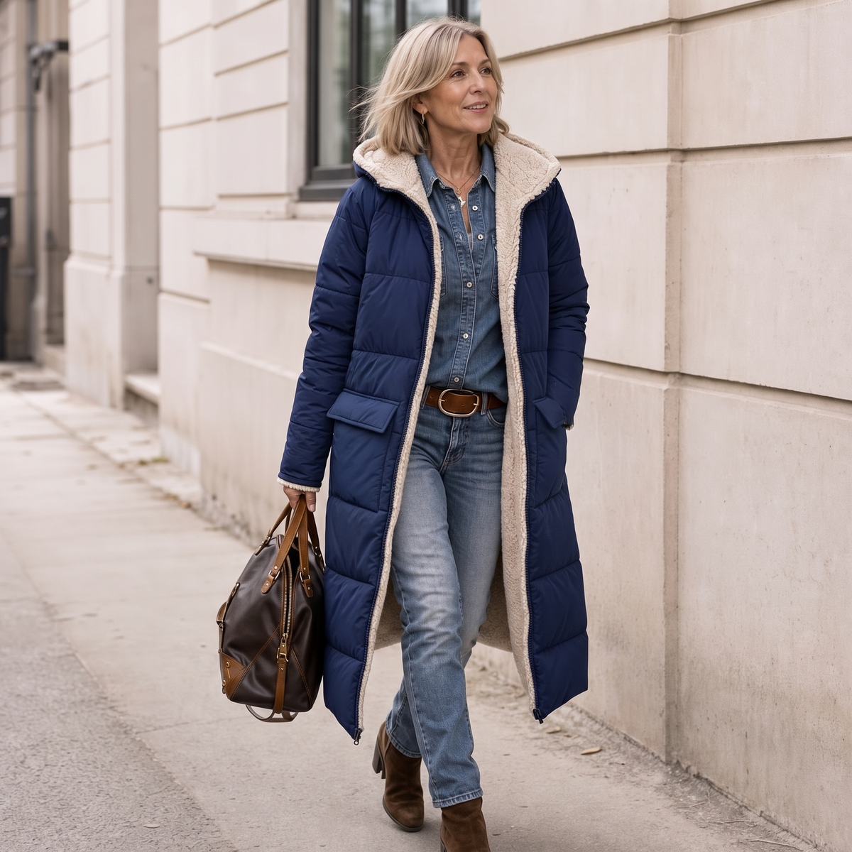 Veluna | Wende Wintermantel – Praktischer Sherpa-Look für Frauen