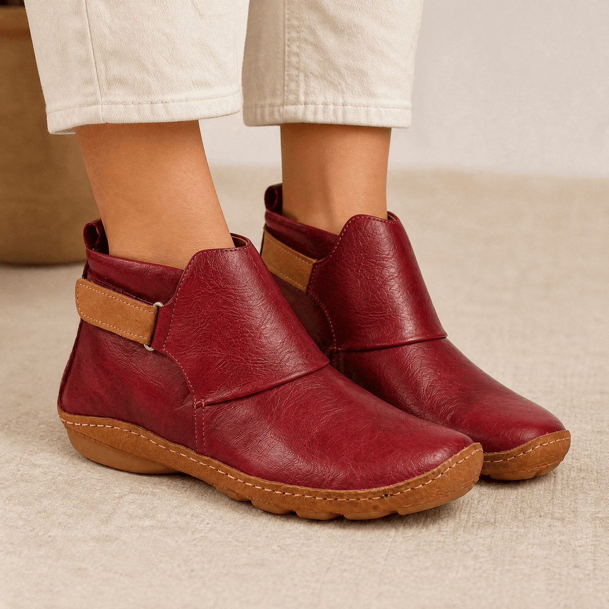 Solena | Ankle Boots für empfindliche Füße – Verstellbarer Klettverschluss