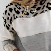Karolin | Stilvoller und bequem Colorblock Strickpullover mit Leopardenmuster