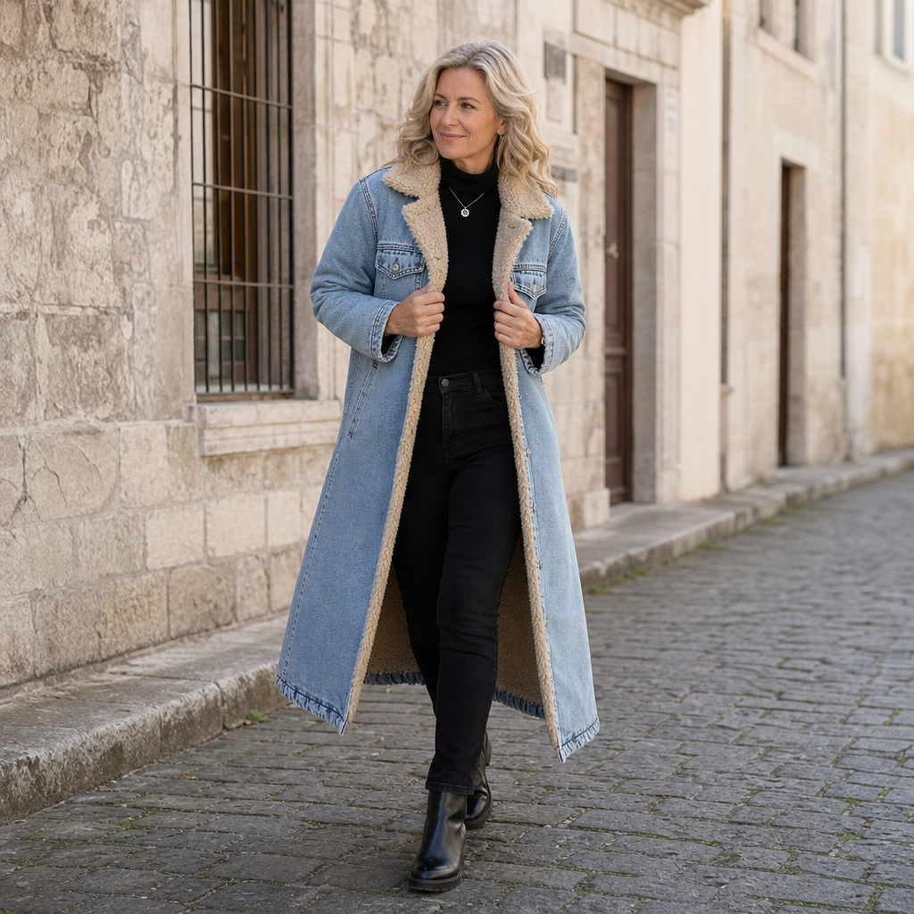 Denora | Denim Coat – Mit Warmem Teddy-Fleece-Futter