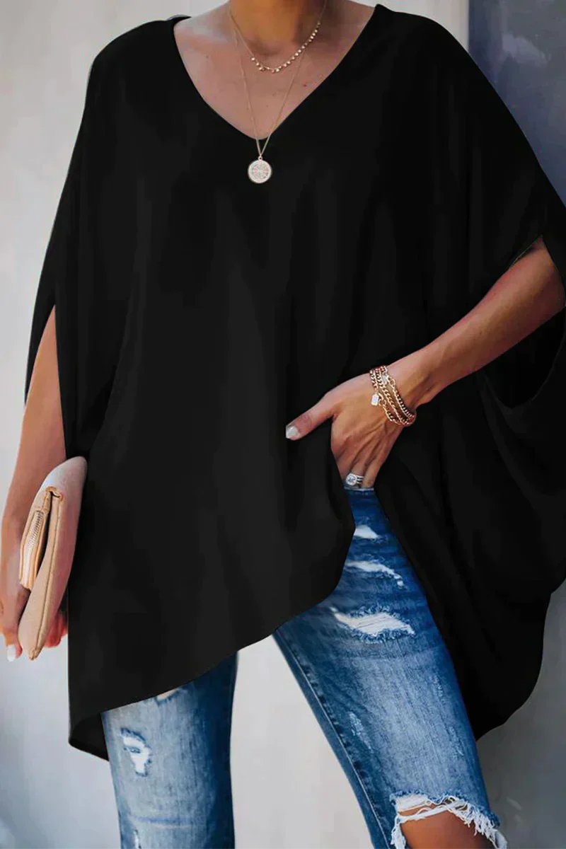Greta | Bequemes oversized Tunika Oberteil mit V-Ausschnitt