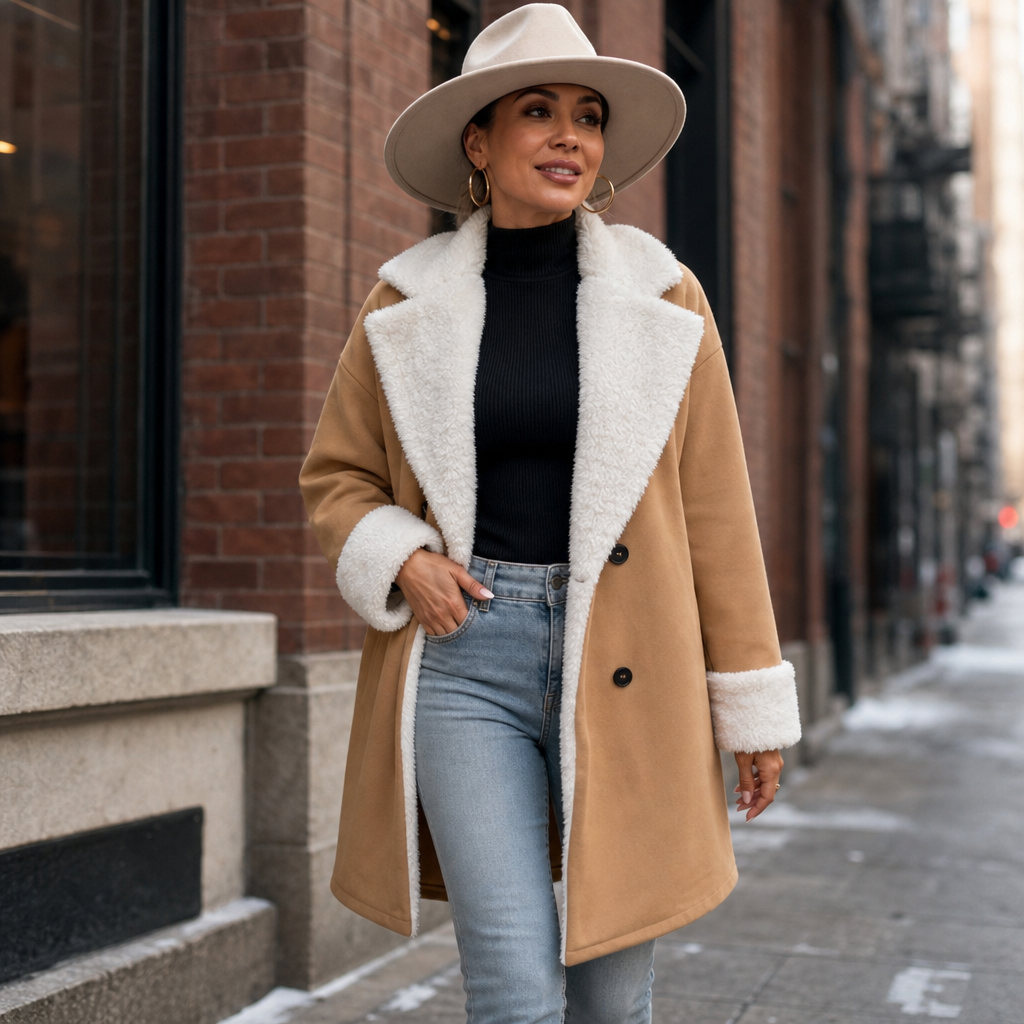 Mayfield | Woolen Coat mit Plüschbesatz für Damen