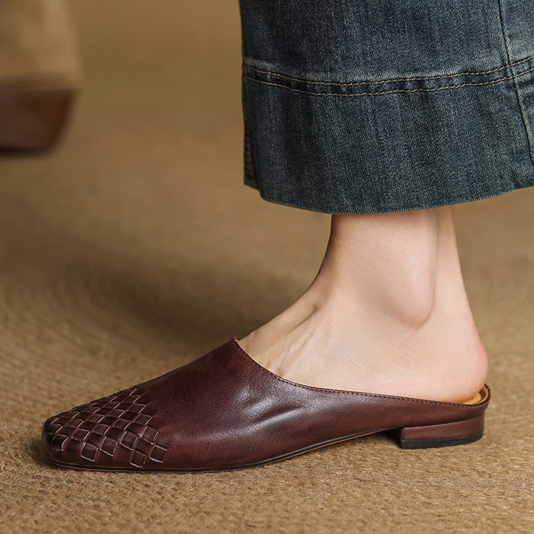 Sienna | Stilvolle und bequeme Slip-On-Pantoletten aus geflochtenem Leder