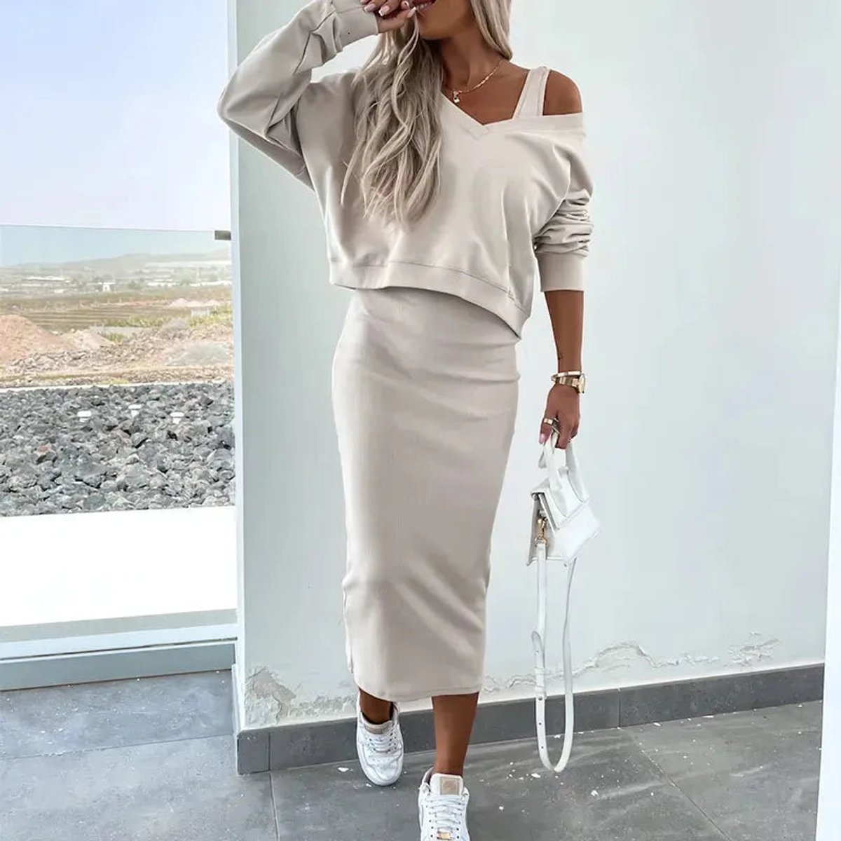 Nora | Midikleid – Figurbetontes Zweiteiler-Set für Damen