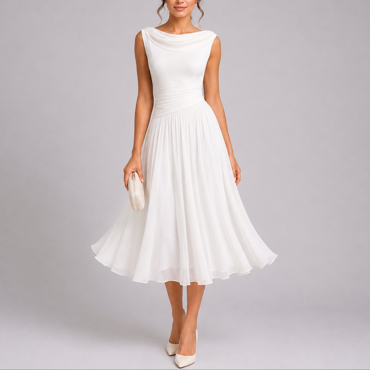 Liana | Trendy und fließendes Herbsthochzeits Midikleid