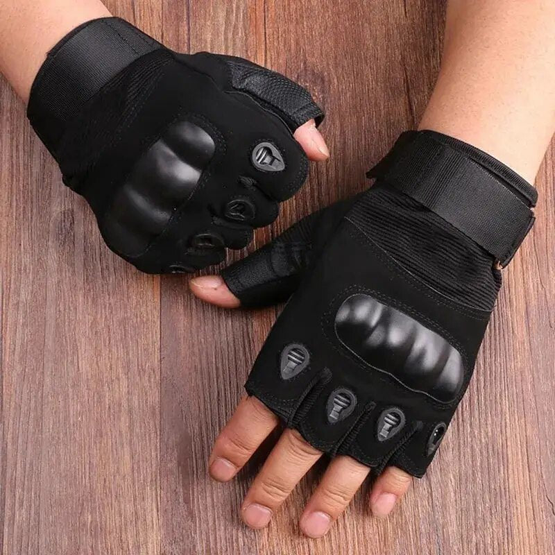Drune | Tactical Hard Knuckle Half Finger Gloves for Men