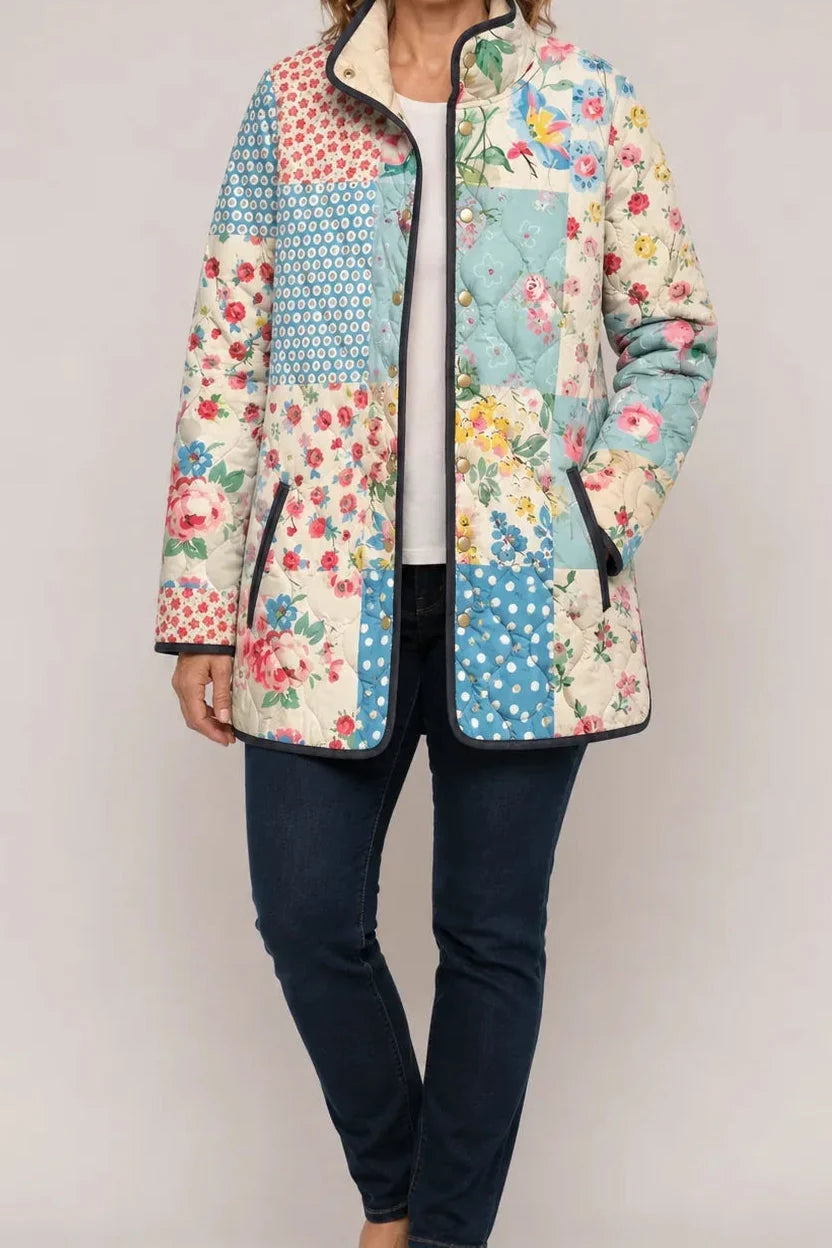 Wearbella | Floral Print Quilted Puffer Jacket – Elegant Comfort