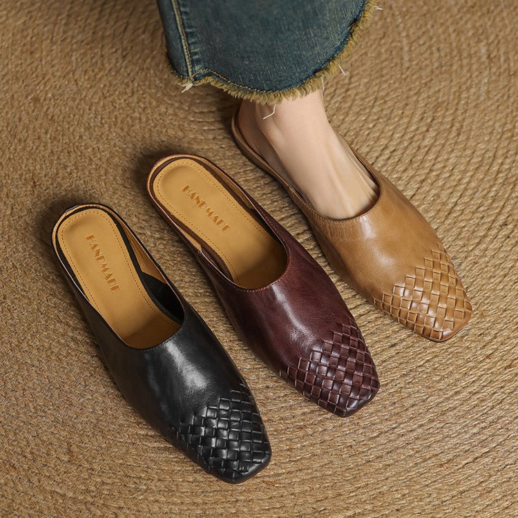 Sienna | Stilvolle und bequeme Slip-On-Pantoletten aus geflochtenem Leder