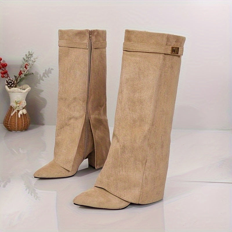 Seraphina | Elegante Kniehohe Stiefel mit Spitzer Schuhspitze