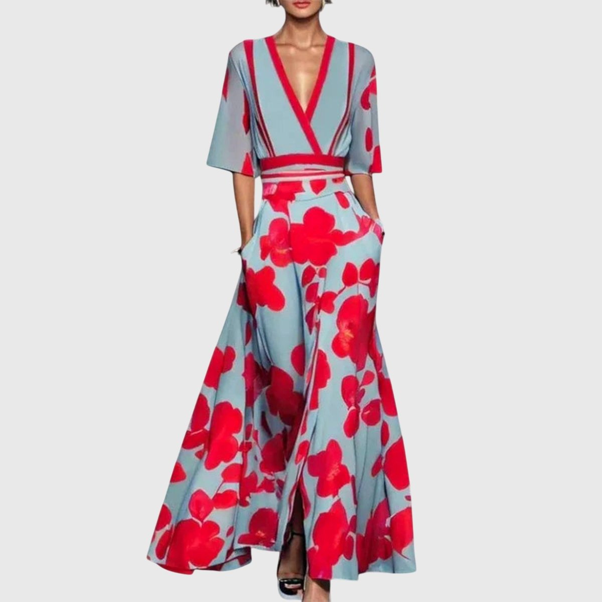 Hannah | Elegantes und auffälliges Langarm Maxikleid