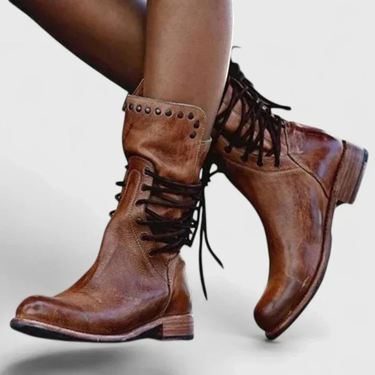 Karolin | Stilvolle und vintage kniehohe Schnürstiefel