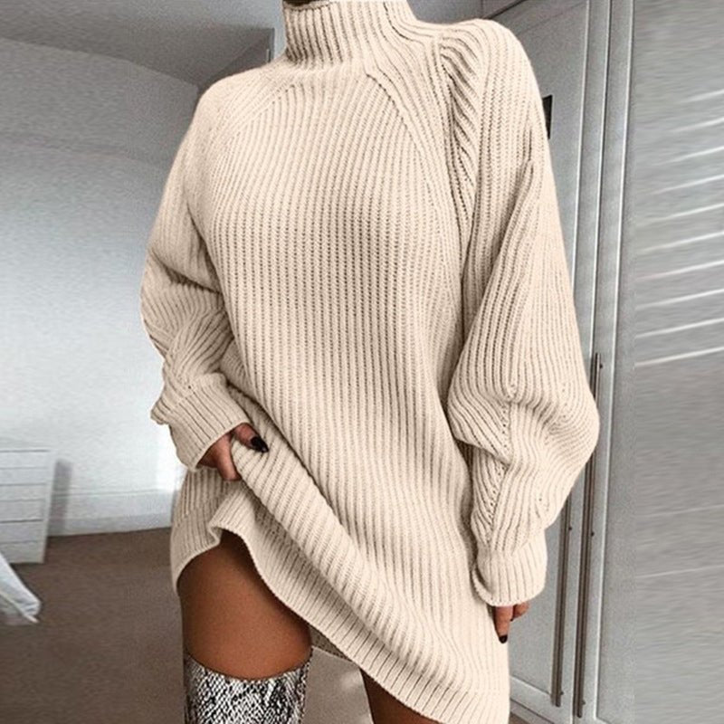 Cozyelle | Strick-Kleid mit hohem Kragen
