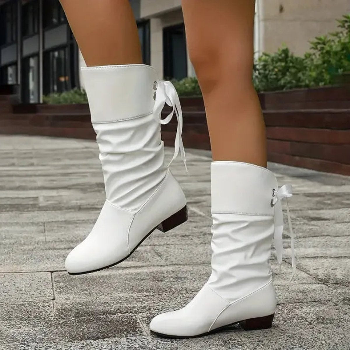 Valentina | Lässige Slouchy Schnürstiefeletten mit Blockabsatz