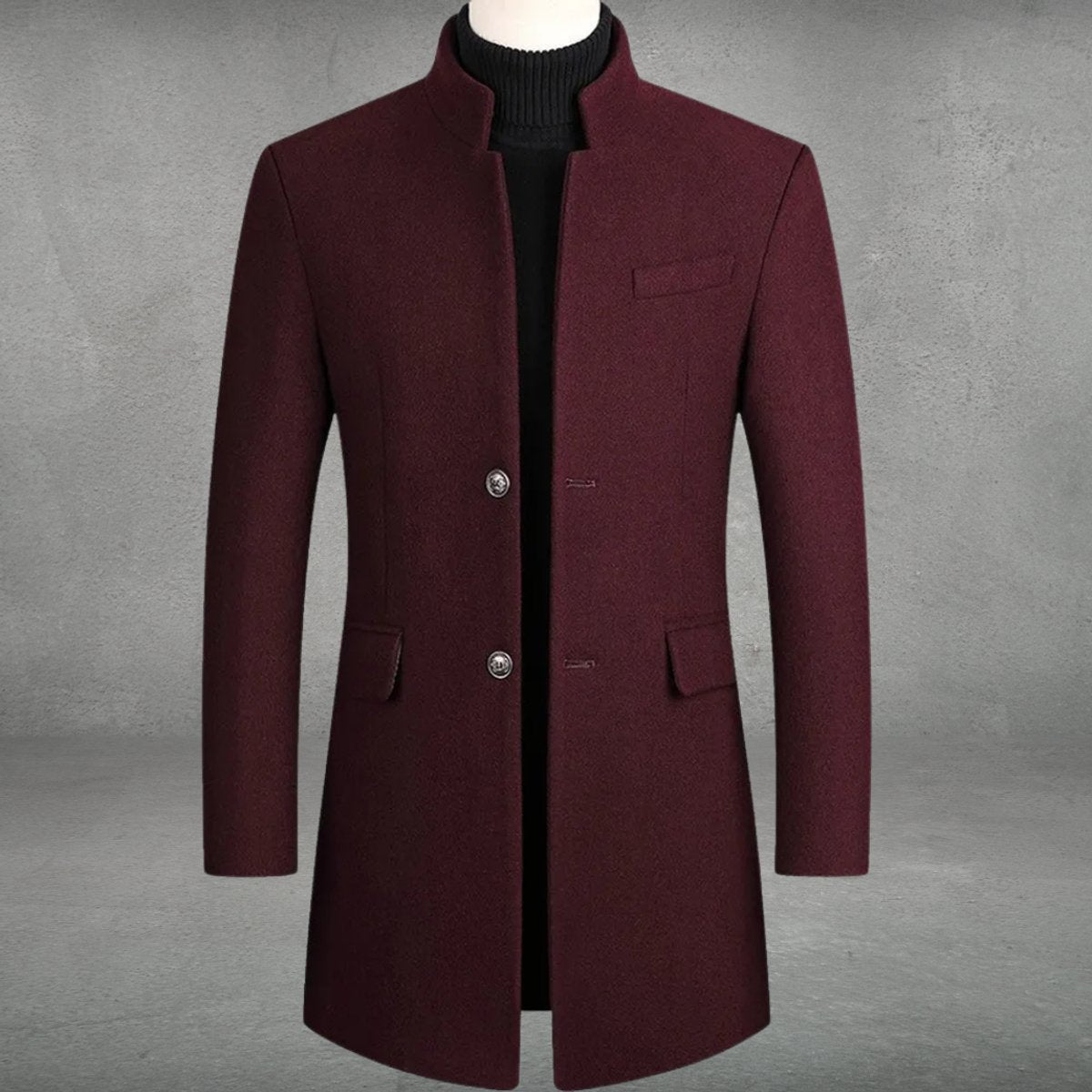 Matthias | Slim-Fit Wool Coat with Stand Collar and Button Closure